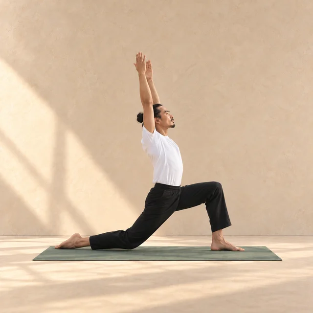Anjaneyasana, posture de la fente basse, dans le studio ASANARC.